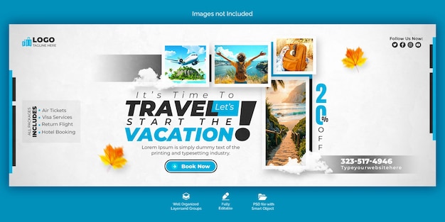 PSD Reise- und Tourismus-Facebook-Cover-Vorlage