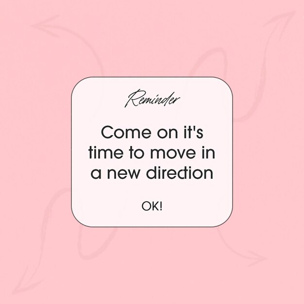 Psd reminder notification quotes design para mídias sociais e modelo de postagem do instagram