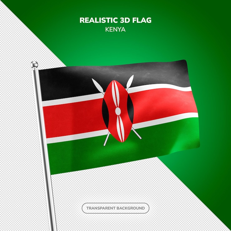 PSD psd rendement de drapeau 3d réaliste du kenya