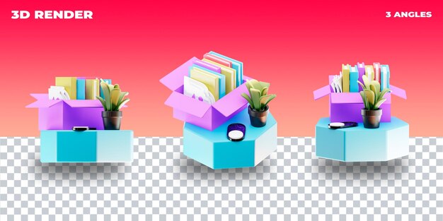 PSD rendering 3d illustrazione 3d icona 3d trasparente 3 angoli di ripresa