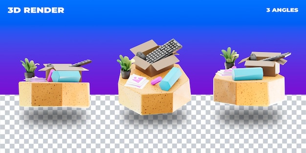 PSD rendering 3d illustrazione 3d icona 3d trasparente 3 angoli di ripresa