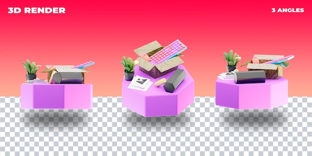 PSD rendering 3d illustrazione 3d icona 3d trasparente 3 angoli di ripresa