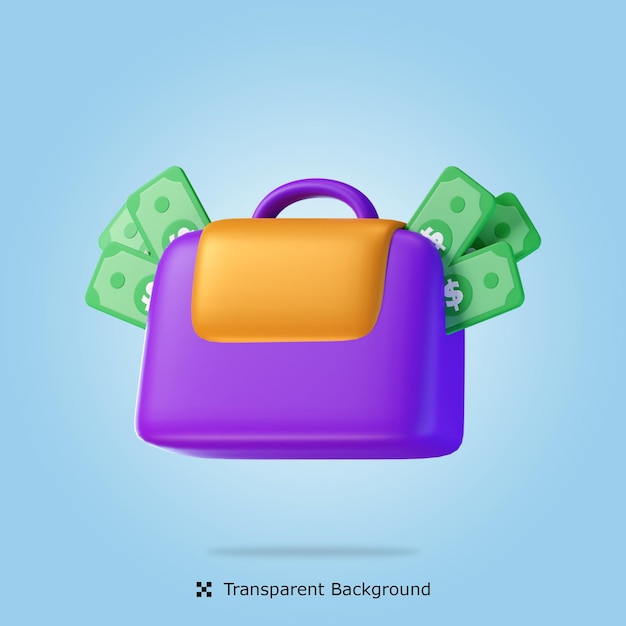 PSD rendering 3d Illustrazione isolata icona Money Suitcase 3d
