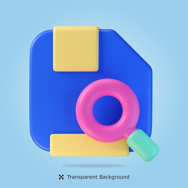 PSD rendering 3d Ricerca file Salva 3d icona illustrazione isolata