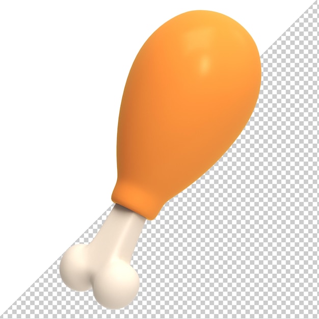 PSD Rendering di oggetti 3d di cibo isolato pollo coscia