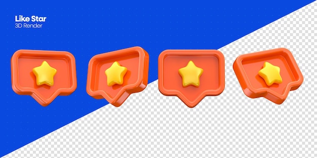 psd rendering of instagram like star like reaction 3d