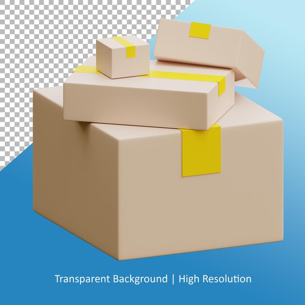 PSD psd renderização 3d de 4 caixas de papelão
