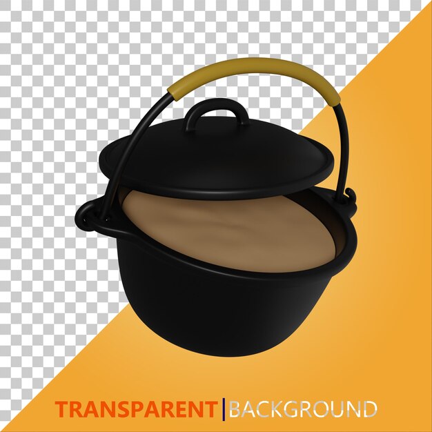 PSD psd renderização 3d ilustração panela preta de acampamento