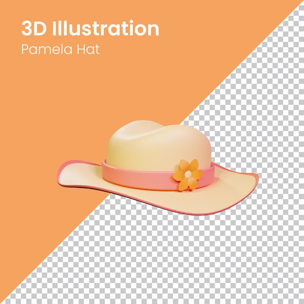 Psd renderização 3d pamela ilustração ícone do chapéu