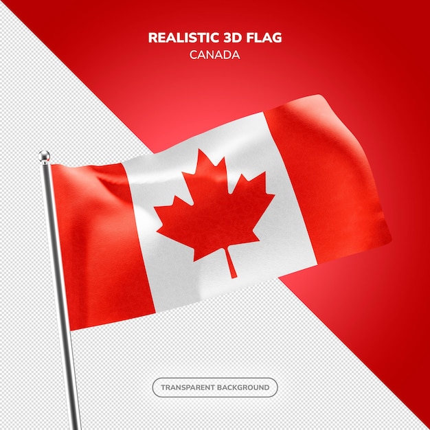 PSD renderização realista de bandeira 3D do Canadá