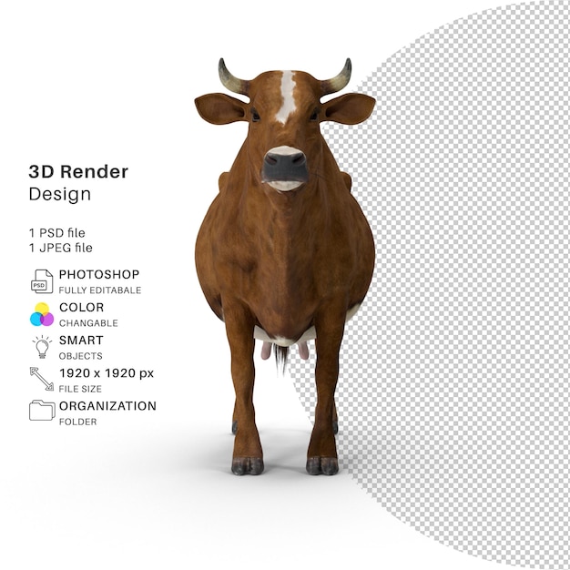 PSD psd renderizado em 3d de vaca