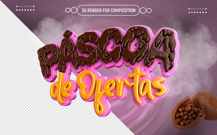 PSD psd_renderizadoe em 3d para campaña de ventasna semana da pascoa