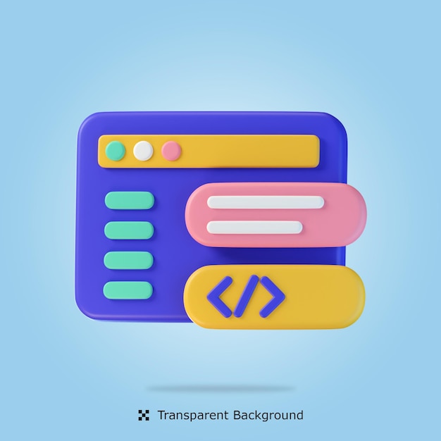 PSD rendu 3d codage 3d icône illustration isolée