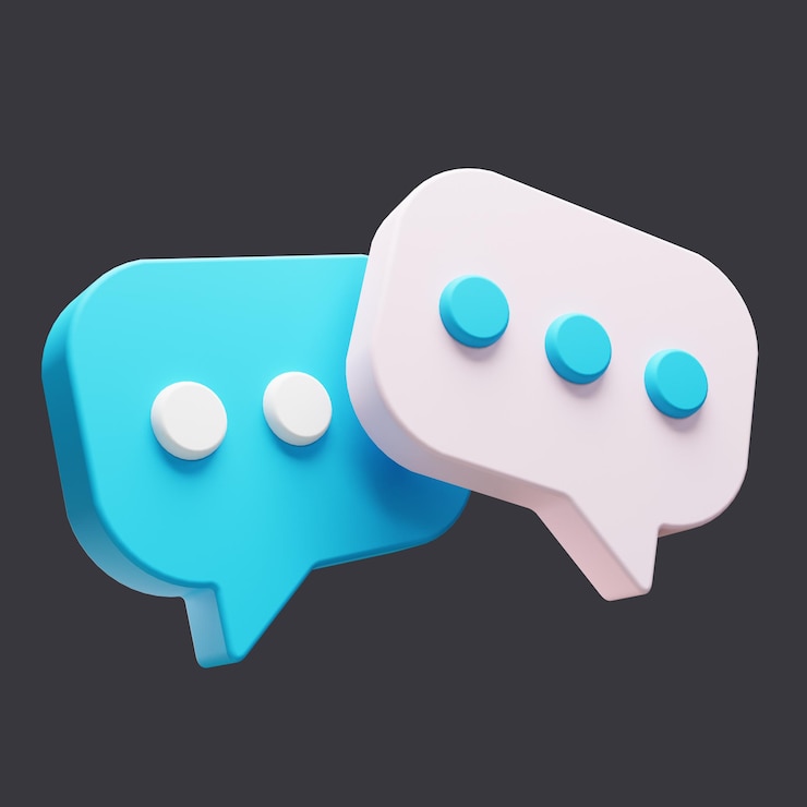 PSD psd rendu 3d du chat de message de bulle bleu et blanc