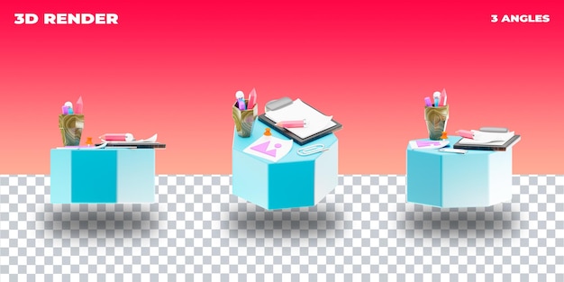 PSD rendu 3d illustration 3d icône 3d transparent 3 angles de caméra