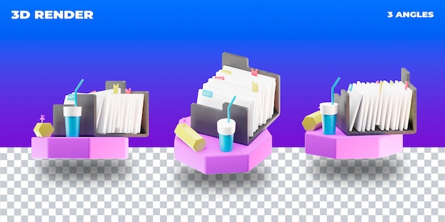 PSD rendu 3d illustration 3d icône 3d transparent 3 angles de caméra