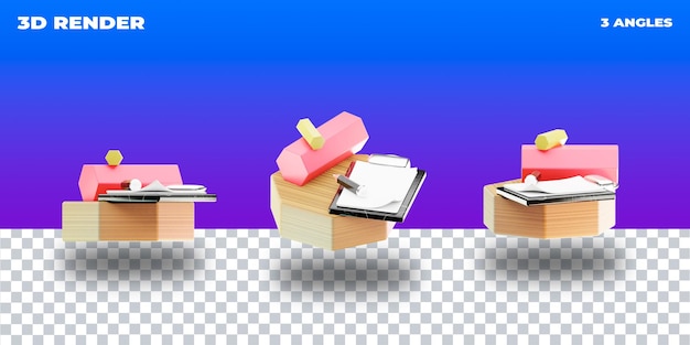 PSD rendu 3d illustration 3d icône 3d transparent 3 angles de caméra