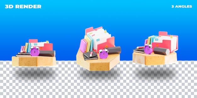 PSD rendu 3d illustration 3d icône 3d transparent 3 angles de caméra