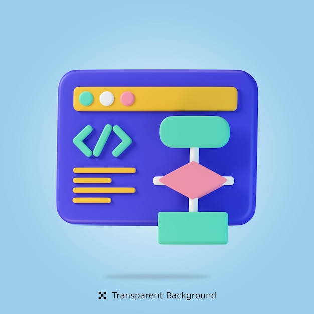 PSD Representación 3d Algoritmo de programación Icono 3d ilustración aislada
