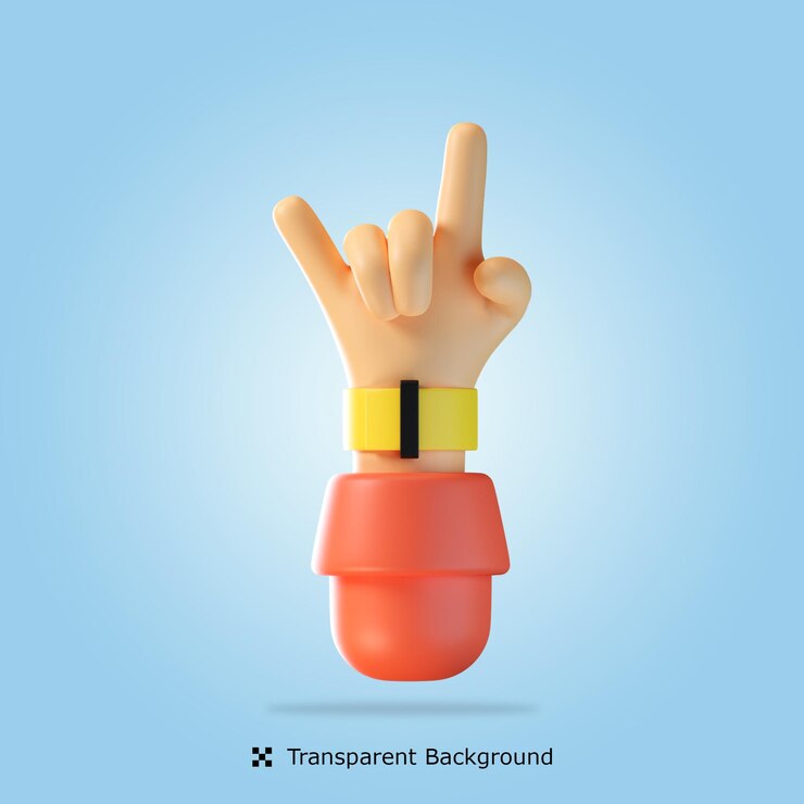 PSD psd representación 3d cuernos mano gesto icono 3d ilustración aislada