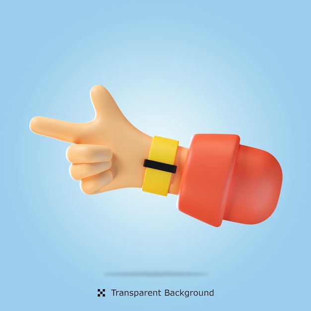 PSD representación 3d dirección izquierda dedo mano gesto icono 3d ilustración aislada