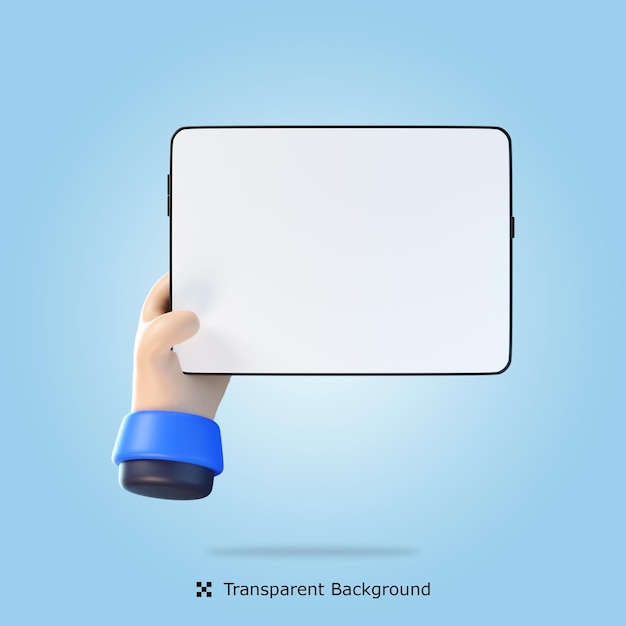PSD representación 3d mano que sostiene el teléfono inteligente ipad icono 3d ilustración aislada
