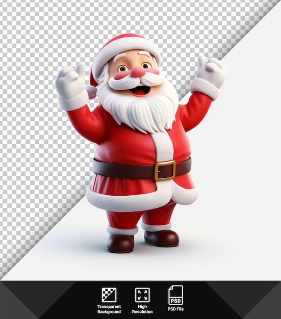 PSD Representación 3d de pose de Papá Noel sobre fondo transparente