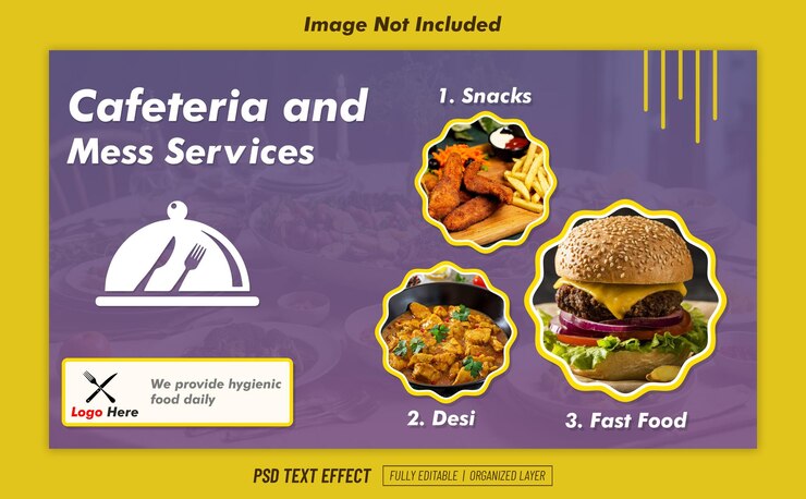 PSD restaurant cafeteria and mess services food template