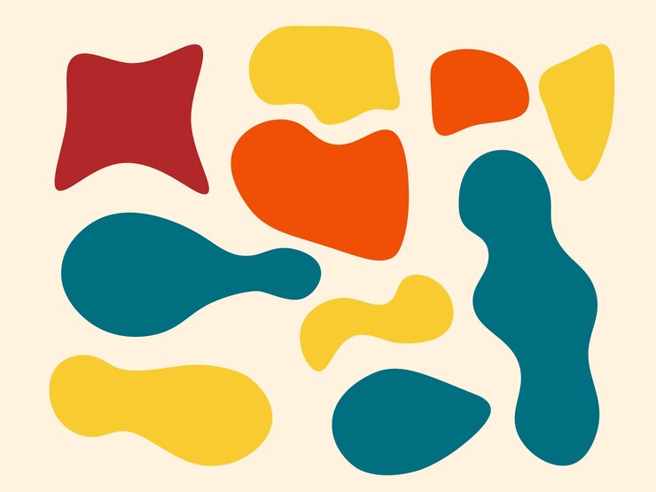 PSD psd retro formas abstratas coloridas blob fluido desenhado à mão formas orgânicas sem costura