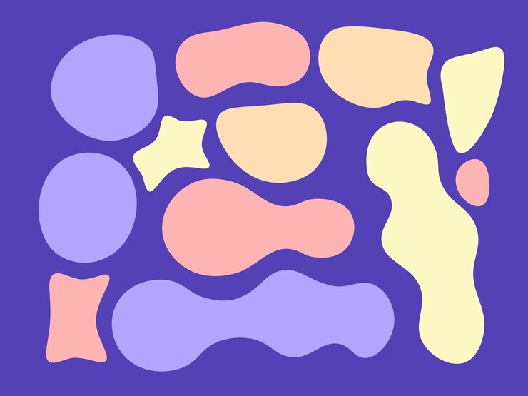 PSD psd retro forme astratte colorate blob fluido a mano disegnate forme organiche senza cuciture