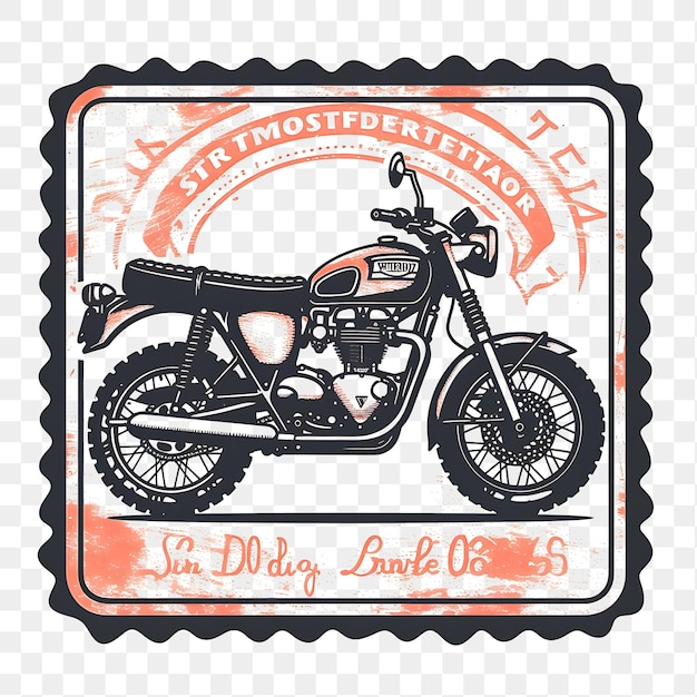 PSD psd retro motorbike triumph bonneville con diseño de camiseta de tinta monochro de tatuaje clipart de naranja quemada