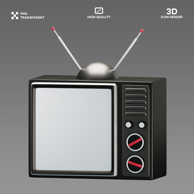 PSD retro tv 3D Ilustração