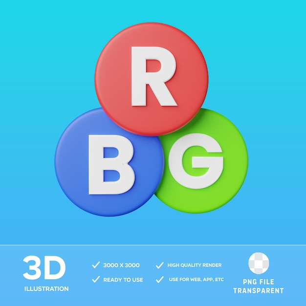 PSD-RGB-Kombination in 3D-Illustration
