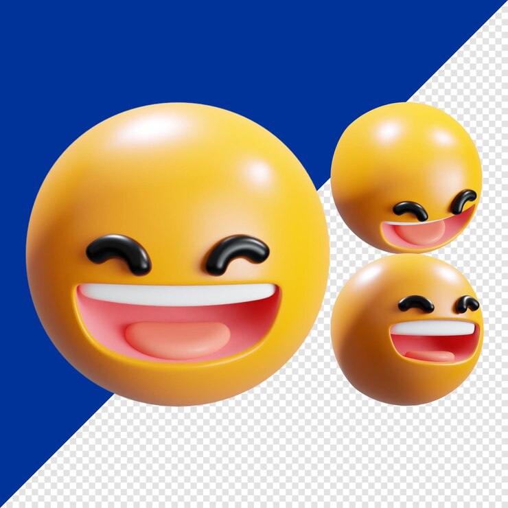 PSD psd riso feliz olhos fechados emoji ícone 3d render imagem