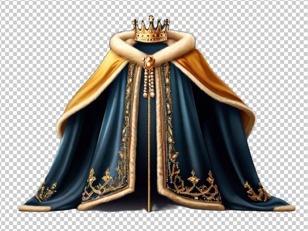 PSD psd d'une robe royale d'un roi avec une cape et un manteau