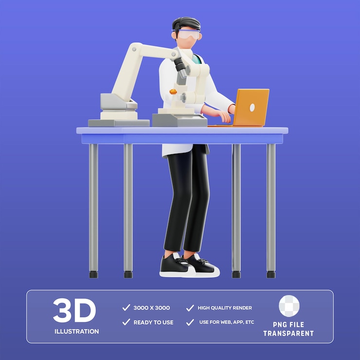 PSD psd robotics engineering 3d illustration