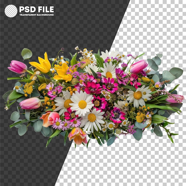 PSD psd roca de flores mixtas de colores