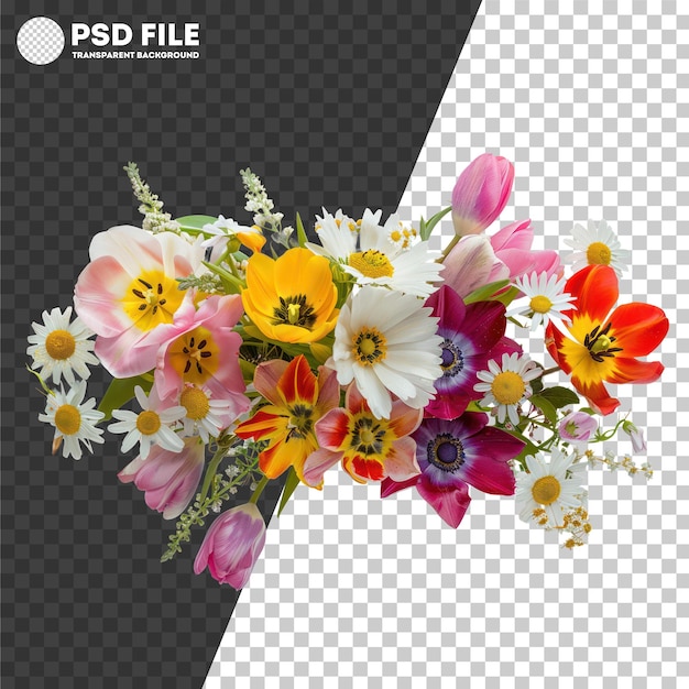 PSD psd roca de flores mixtas de colores