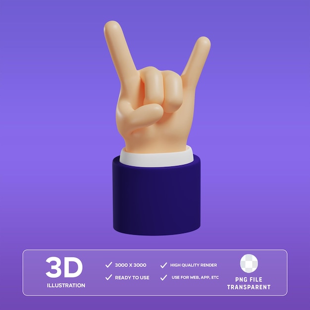PSD roccia gesto della mano 3D Illustrazione