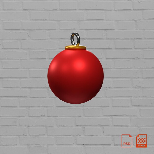 PSD psd rojo 3d iconas de bola de navidad 3d renderizado para la navidad