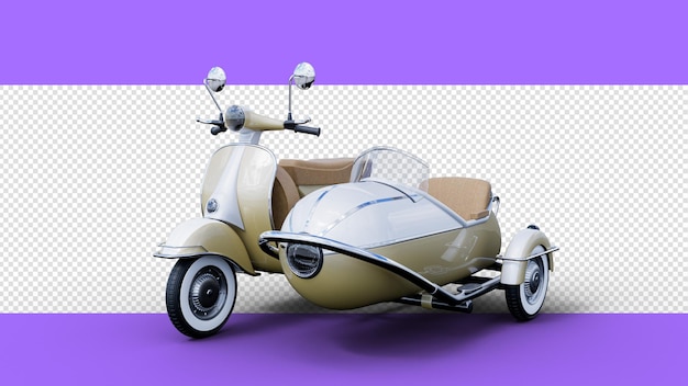 PSD psd-roller-motorrad-vespa-3d-rendering mit schatten und transparentem hintergrund vorderansicht
