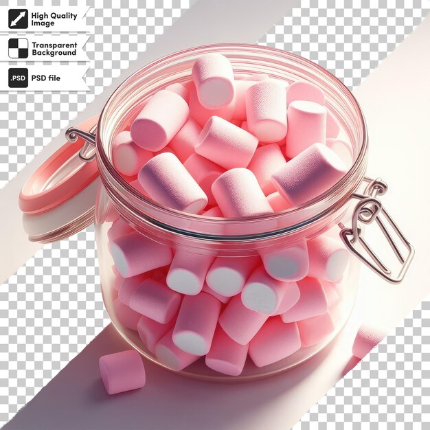 PSD psd rose et blanc marshmallow sucré sur fond transparent avec couche de masque modifiable