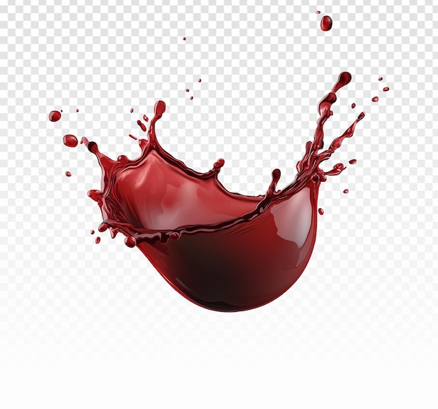 psd rosso e bianco spruzzo di vino in vetro isolato su sfondo trasparente png vettore 3d realistico