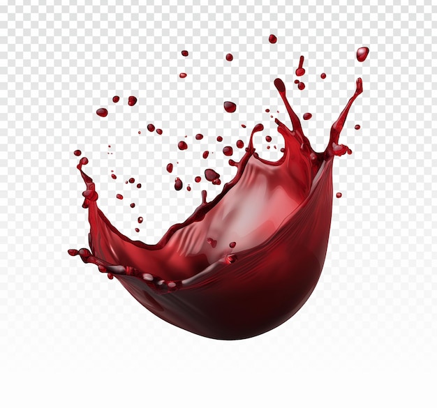 psd rosso e bianco spruzzo di vino in vetro isolato su sfondo trasparente png vettore 3d realistico