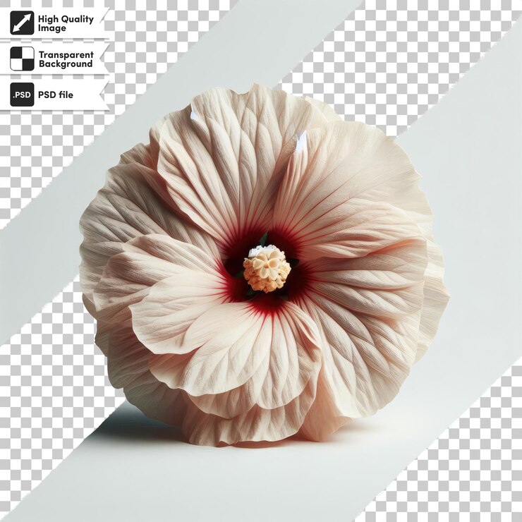 PSD psd rote hawaiianische hibiskusblume auf durchsichtigem hintergrund mit bearbeitbarer maskenschicht