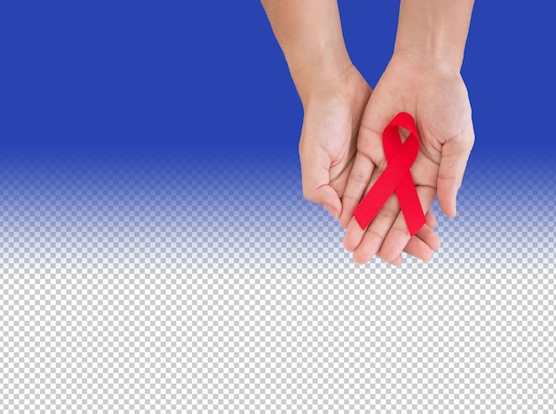 PSD rotes Band mit niedlichen Händen für den Welt-Aids-Tag