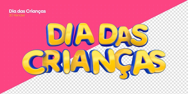 PSD rotula crianças em renderização 3D em português para composição