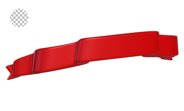 PSD ruban rouge rendu 3d isolé