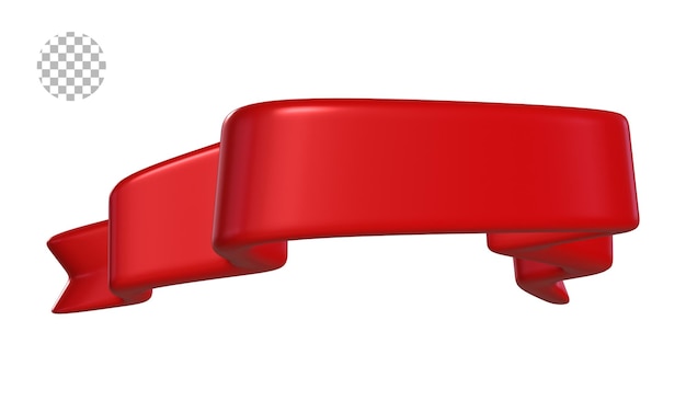 PSD ruban rouge rendu 3d isolé