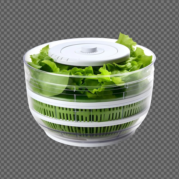 PSD psd salad_spinner_machine con hojas verdes aisladas en un fondo transparente objeto png